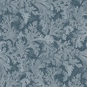 Holden Decor Botanical Scroll Navy Wallpaper Floral Leaves Classic Feature Wall