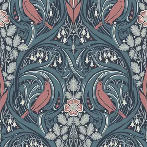 Galerie Arts and Crafts Blue Patterned Wallpaper