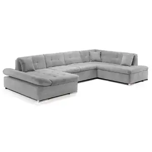 Bergen Sofa Grey U Shape Corner Sofa Bed