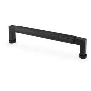 Square Knurled Pull Handle - Matt Black - 160mm Centres Premium Drawer Door