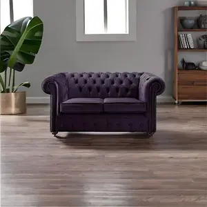 Chesterfield 2 Seater Fabric Malta Amethyst 03 Sofa