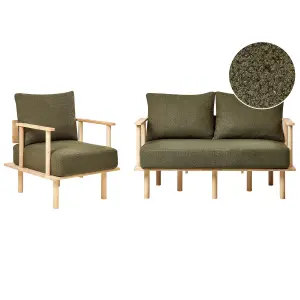 Boucle Living Room Set Dark Green ASKER