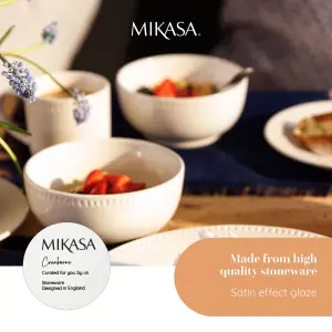 Mikasa Cranborne Stoneware Cereal Bowls, Set of 4, 15cm, Cream