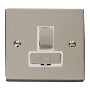 Pearl Nickel 13A Fused Ingot Connection Unit Switched - White Trim - SE Home