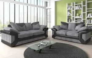 Lush 3+2 fabric Grey Jumbo Corduroy Sofa set - Foam Seats - wooden feet - 3 seater - 2 seater