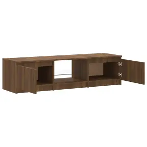 Berkfield TV Cabinet with LED Lights Brown Oak 140x40x35.5 cm