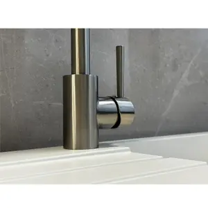 Liquida LS04BN Monobloc Swan Neck Single Lever Brushed Nickel Kitchen Mixer Tap