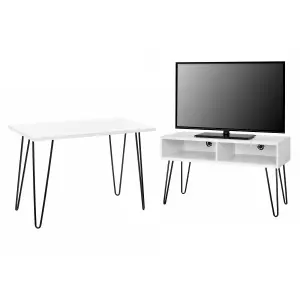 Owen Retro TV-Stand with Storage in White