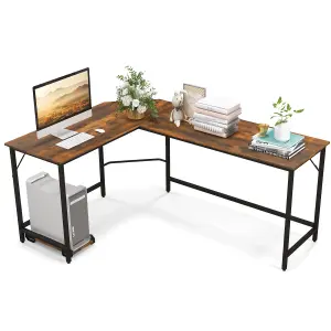 Costway L-Shaped Home Office Desk Computer Corner Desk Gaming Table with CPU Stand