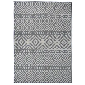 Outdoor Flatweave Rug 120x170 cm Blue Stripes