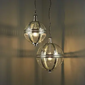 Luminosa Vienna 1 Light Spherical Pendant Bright Nickel Plated On Solid Brass, Glass, E27