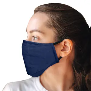 Cotton Mask- Three Layer With Filter Pocket - Adults - Blue