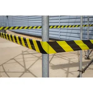 Sealey Hazard Warning Barrier Tape 80mm x 100m Black Yellow Non Adhesive BTBY