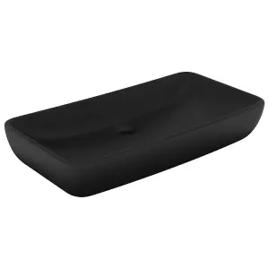 Berkfield Luxury Basin Rectangular Matt Black 71x38 cm Ceramic