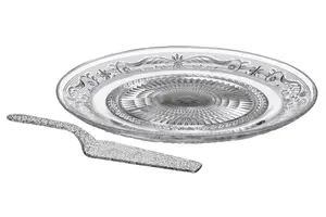 Maison by Premier Clear Glass Cake Plate And Slice