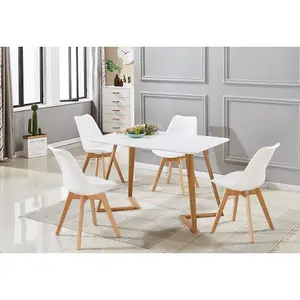 Lorenzo Padded Dining Chairs, Tulip Chair for Lounge Office Dining Room Kitchen, Set of 6, White