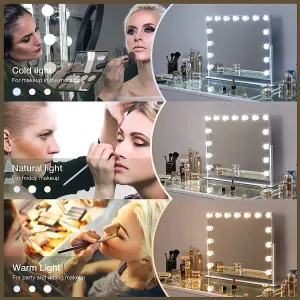 Hollywood Vanity Makeup Mirror with LED Light 3 Colors Modes Touch Control for Room