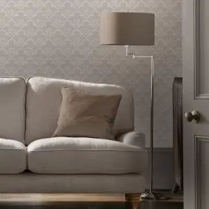 Laura Ashley Coralie Dove Grey Motif Smooth Wallpaper