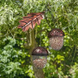 Acorn Shaped Bird Feeder - Rustic Decorative Rust-Proof Iron Outdoor Garden Seed or Peanut Feeding Station - H44 x W30 x D12cm