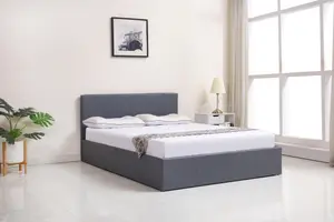 Grey 3ft Single Side Lift Ottoman Storage Bed Gas Lift Leather Bed Frame