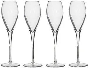 Dunelm Set Of 4 Champagne Flute Glasses, Clear