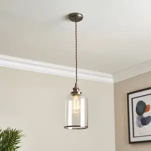 Broderick Copper effect LED Pendant ceiling light, (Dia)161mm