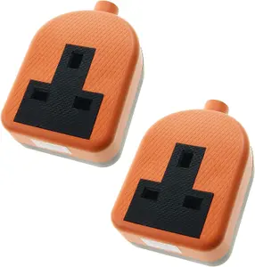 1 Gang High Impact Trailing Extension Socket, without Plug and Cable, 13A, Orange - 2 Pack