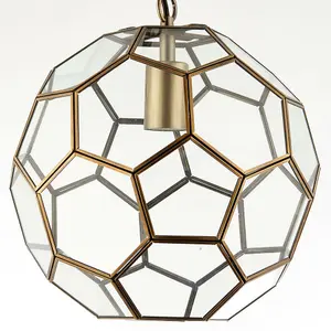 Hanging Ceiling Pendant Light Antique Brass & Glass Modern Ball Lamp Bulb Holder