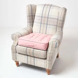 Homescapes Pink Cotton Armchair Booster Cushion