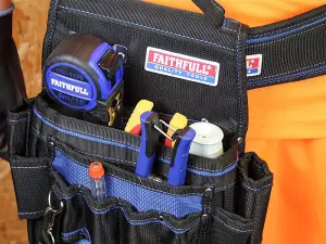 Durable Faithfull Electricians Tool Pouch - 2100D Nylon with Multiple Tool Slots