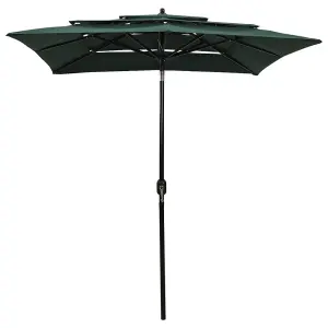 Berkfield 3-Tier Parasol with Aluminium Pole Green 2x2 m