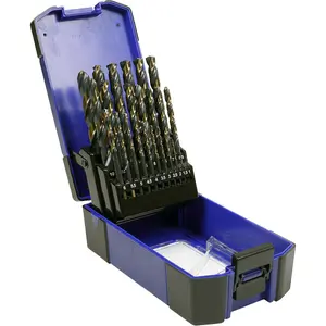 25-Piece HSS Tri-Point M2 Drill Bit Set with Self-Centring Tips - Sizes 1mm to 13mm