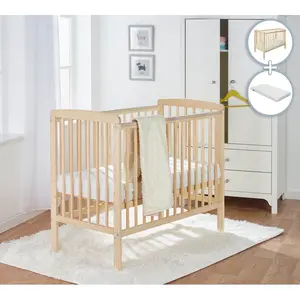 Sydney Mini Cot with Mattress Natural