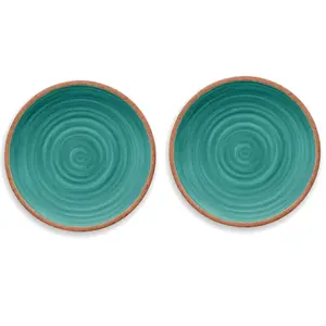 Purely Home Rustic Swirl Turquoise Melamine Side/Salad Plates - Set of 2