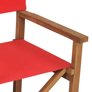 Berkfield Director's Chair Solid Teak Wood Red