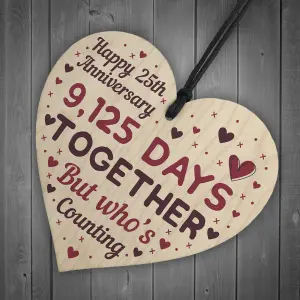 Red Ocean Handmade Wooden Heart Plaque Gift To Celebrate 25th Wedding Anniversary Husband Wife Someone Special Keepsake