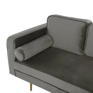 Left Hand Velvet Chaise Lounge Grey MIRAMAS