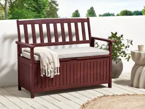 Garden Bench with Cushion SOVANA with Storage Acacia Wood Light Grey