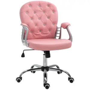 Vinsetto Office Chair PU Diamante Padded Ergonomic 360 Degree Swivel Pink