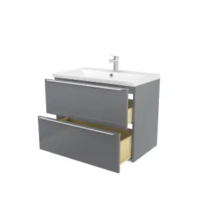 GoodHome Imandra Grey Wall-mounted Vanity unit & basin set - Includes Nira basin (W)804mm