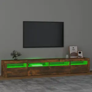 Berkfield TV Cabinet with LED Lights Smoked Oak 240x35x40 cm