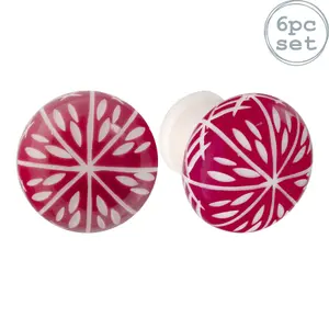 Nicola Spring - Resin Cabinet Knobs - Dark Red - Pack of 6