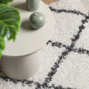 Shaggy Rug PAMPLONA High Pile Modern Cream and Black 120x170 cm