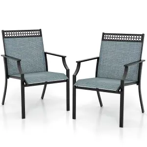 Costway Set of 2 Outdoor Patio Chairs Dining Chair Set Heavy Duty Metal Frame