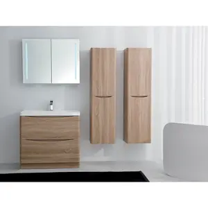 Stanhope 900mm Single Bathroom Vanity with Semi-Recessed Resin Basin Light Oak