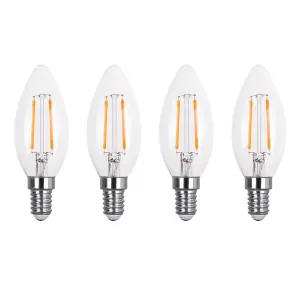 30w Equivalent LED Filament Candle Light Bulb Candle E14 Small Screw 2.0w - Warm White - Pack of 4