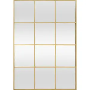 Rectangle Metal Window Panel Mirror Gold / 90cm H x 60cm W