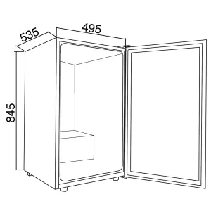 Under Counter Drinks Fridge 118L Drinks/ Wine Cooler With Glass Door - SIA DC1BL