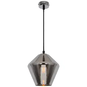 GoodHome Flachee Transparent Smoked effect Pendant ceiling light, (Dia)220mm