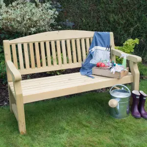 Forest Garden Harvington Natural timber Wooden Non-foldable Bench 152cm(W) 96cm(H)